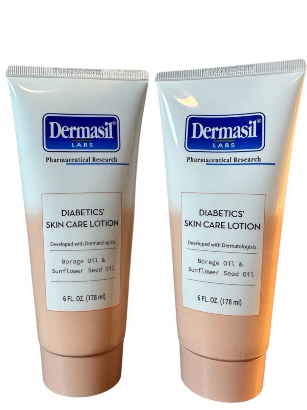 Dermasil 2pc Diabetics’ Skin Care Lotion Borage Oil & Sunflower Seed Oil 6oz